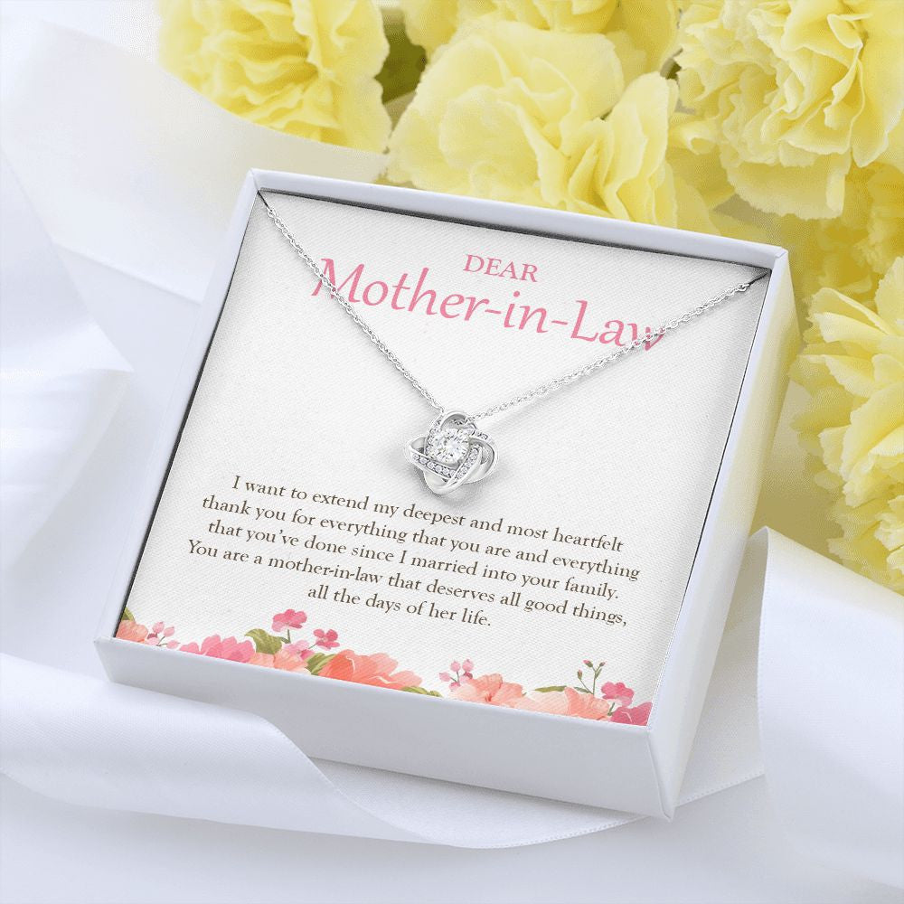 Deserves All The Good Things love knot pendant yellow flower