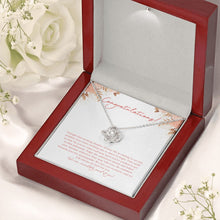 Load image into Gallery viewer, Exciting New Adventure love knot necklace premium led mahogany wood box
