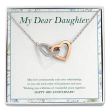Load image into Gallery viewer, A Lifetime Of Wonderful Years interlocking heart necklace front
