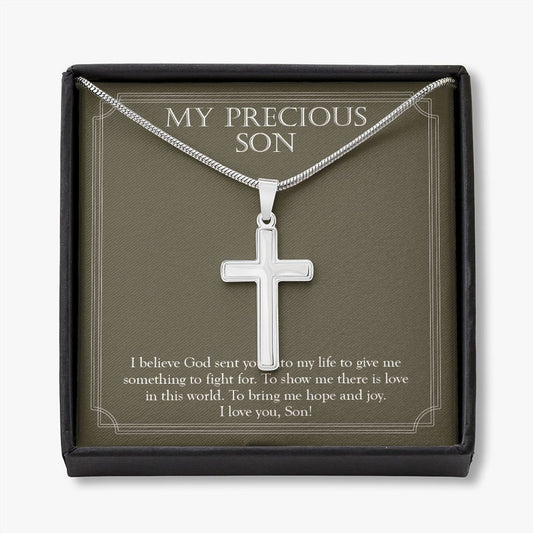 God Sent You In My Life stainless steel cross necklace front