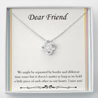 Separated By Border And Time Zone love knot necklace front