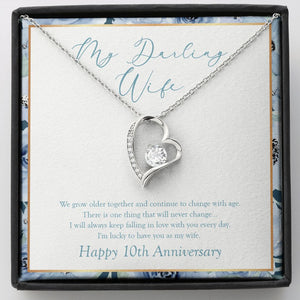 Grow Old Together forever love silver necklace front