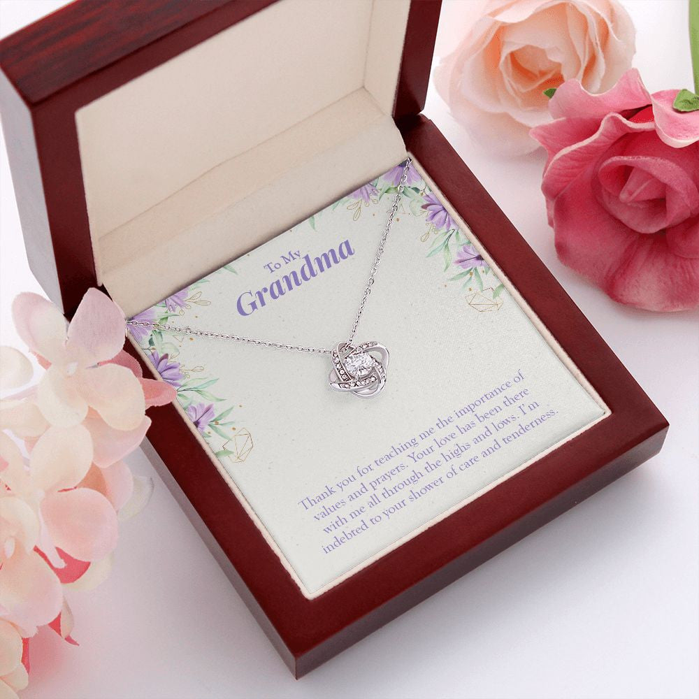 Values and Prayers love knot pendant luxury led box red flowers