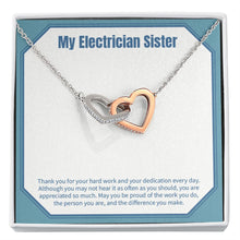 Load image into Gallery viewer, Be Proud Of Your Work interlocking heart necklace front
