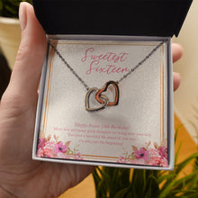 Load image into Gallery viewer, Beautiful Life Ahead Of You interlocking heart necklace in hand
