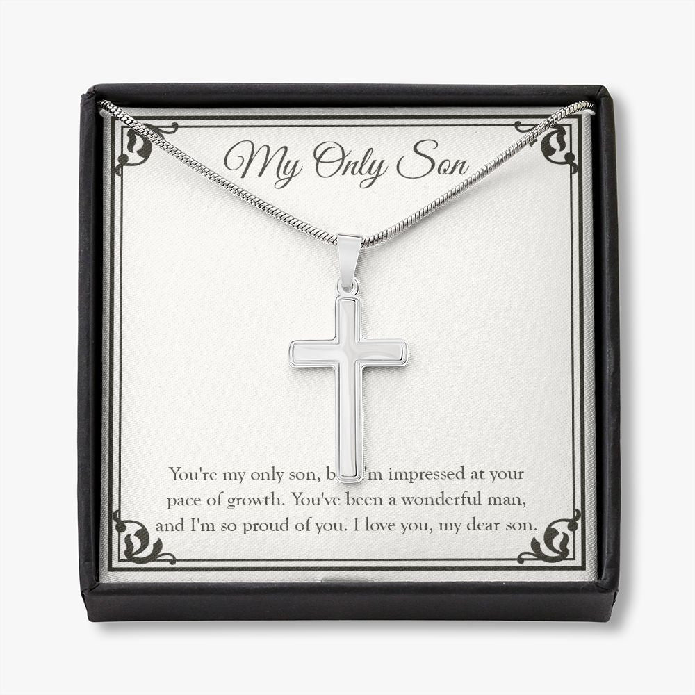 A Wonderful Man stainless steel cross necklace front