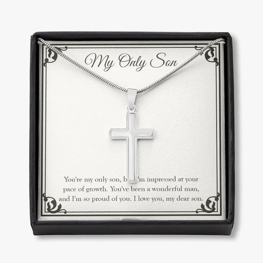 A Wonderful Man stainless steel cross necklace front