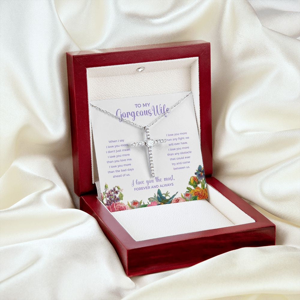 More Than the bad days cz cross pendant luxury led silky shot