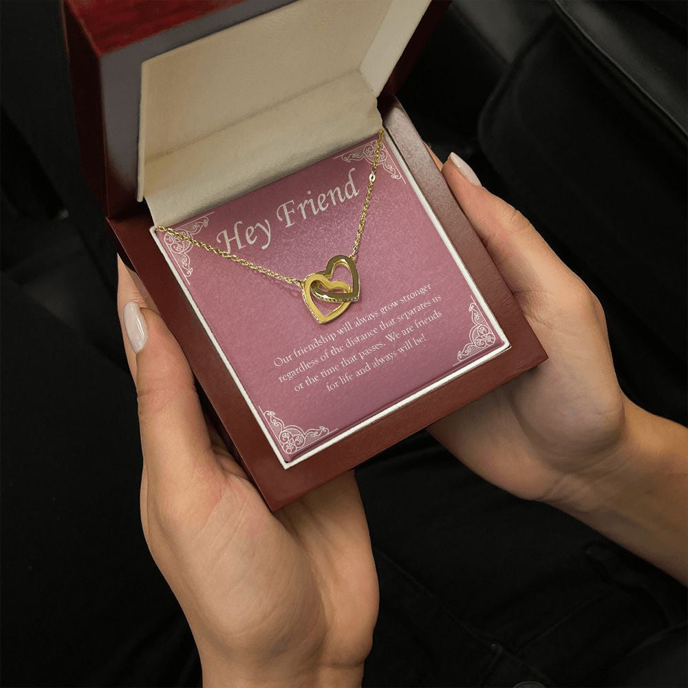 Stronger Regardless The Distance interlocking heart pendant luxury hold hand