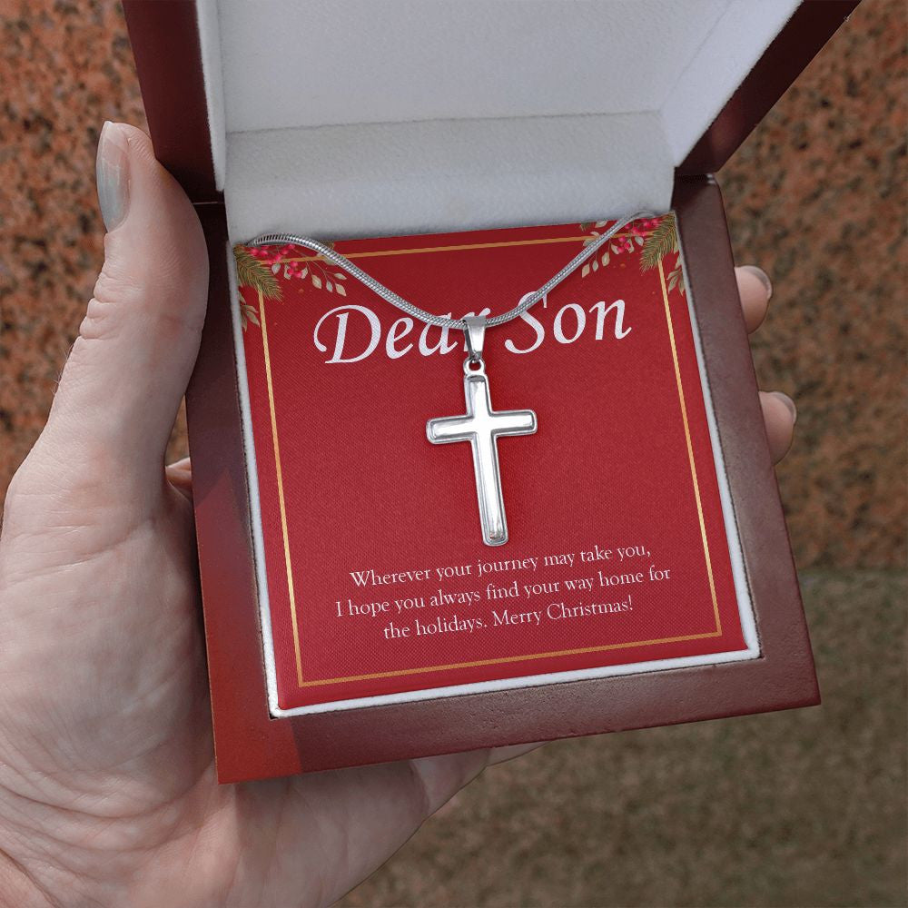 Find Your Way Home stainless steel cross luxury led box hand holding