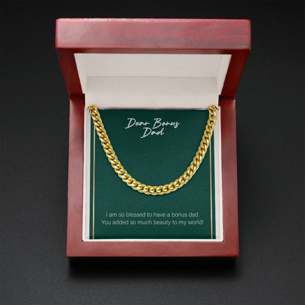 Added So Much Beauty cuban link chain gold mahogany box led