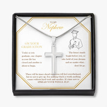 Load image into Gallery viewer, Spread Your Wings stainless steel cross necklace front
