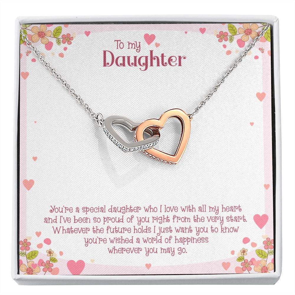 Happiness Whenever You May Go interlocking heart necklace front