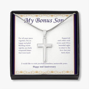 You Both Surpassed Times stainless steel cross necklace front