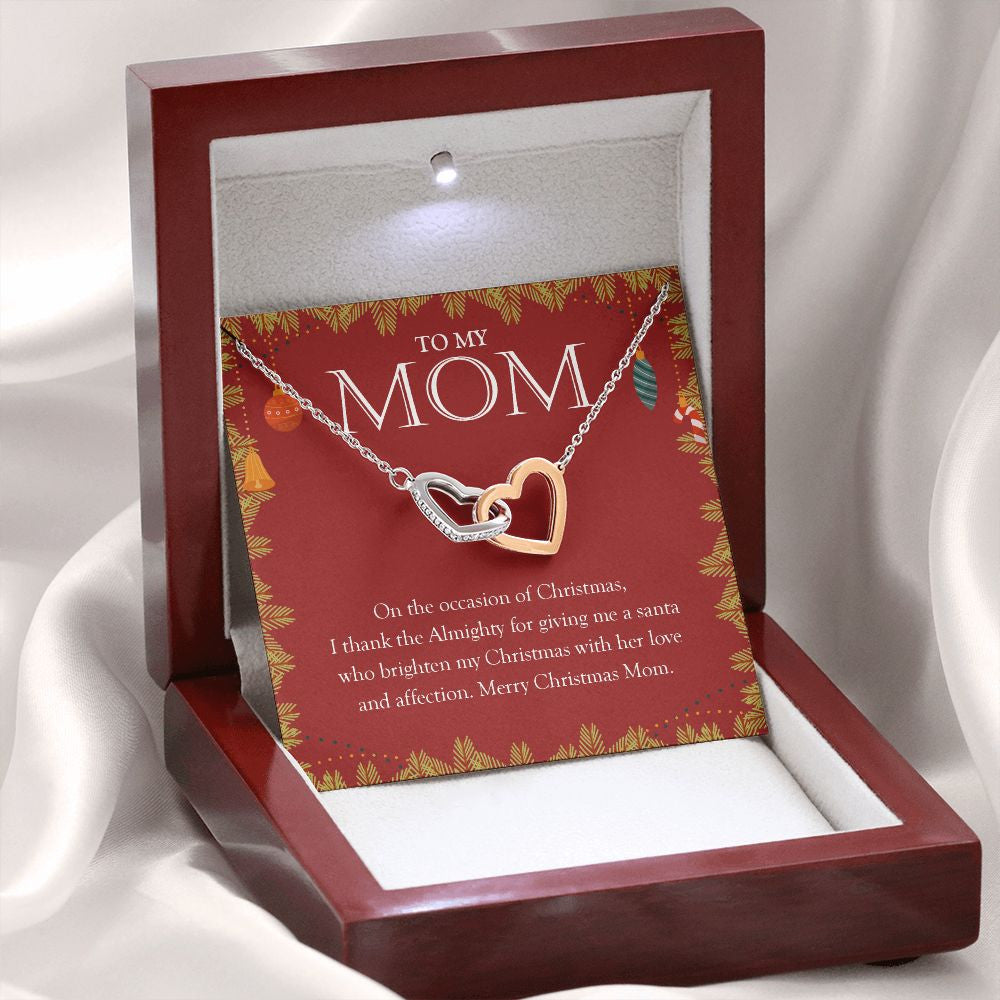 A Santa Who Brightens My Day interlocking heart necklace premium led mahogany wood box