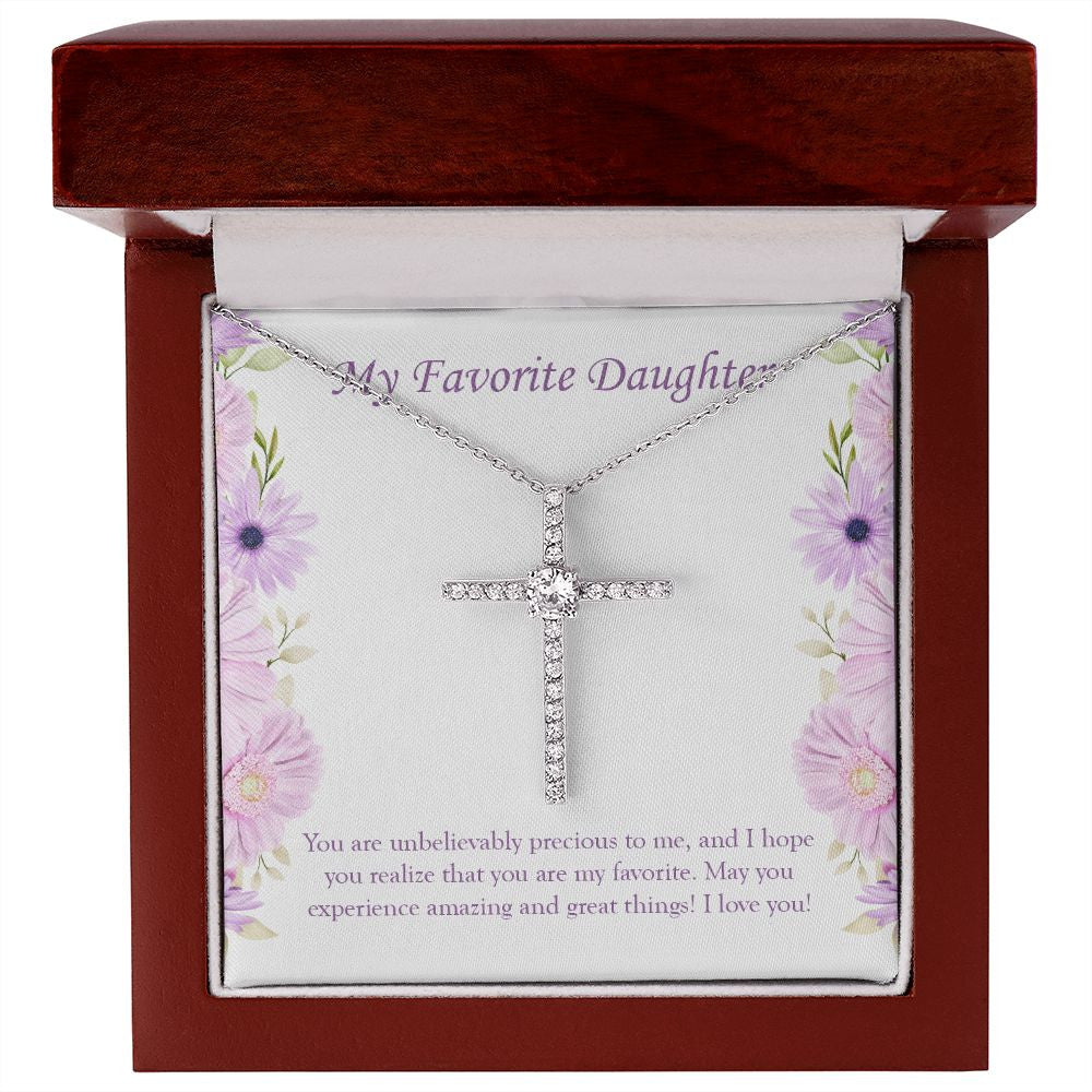 Unbelievably Precious To Me cz cross necklace premium led mahogany wood box