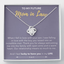 Load image into Gallery viewer, Lucky To Have You love knot necklace front
