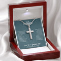 The Part Of Me I'll Always Need stainless steel cross premium led mahogany wood box