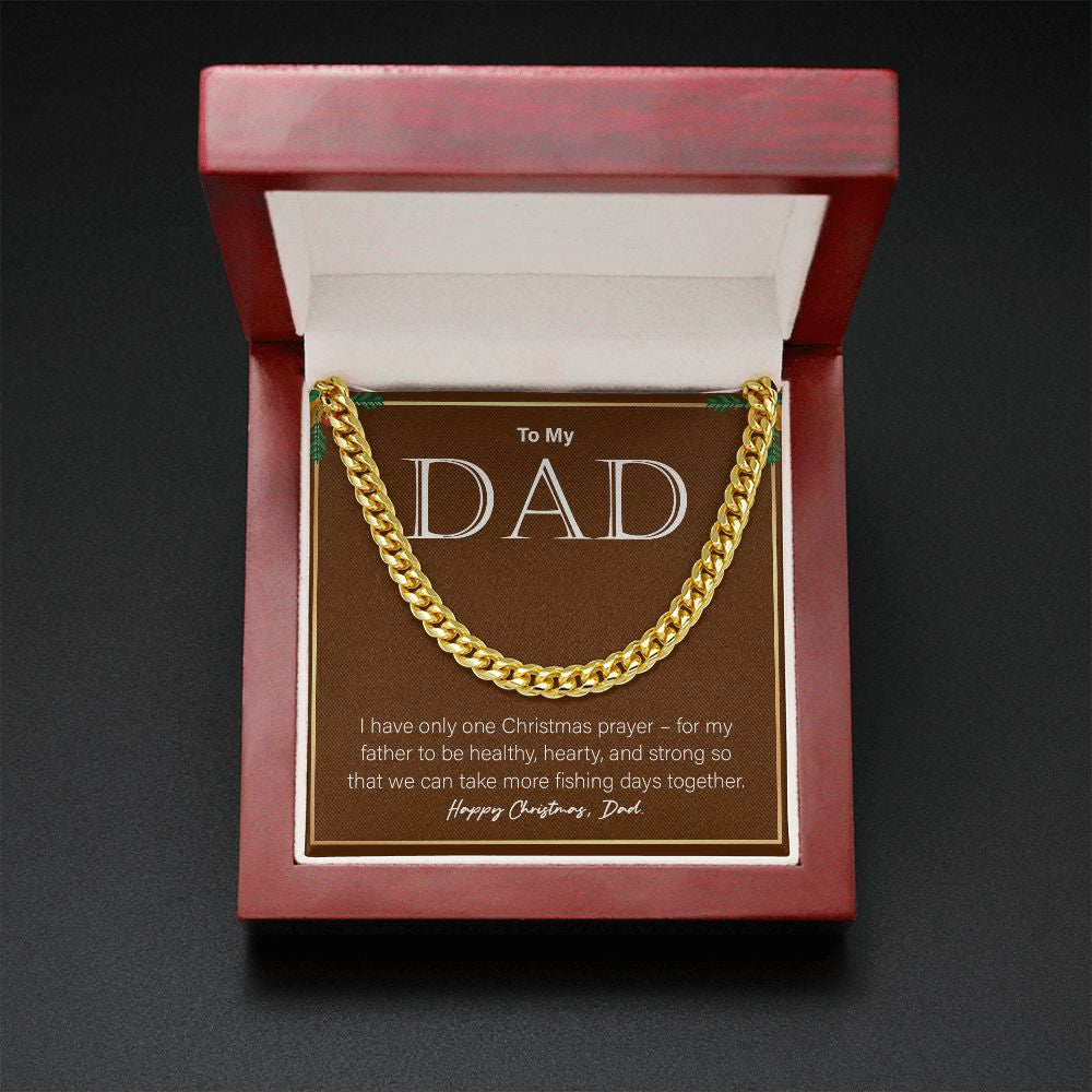 Take More Fishing Days Together cuban link chain gold mahogany box led