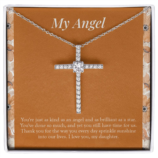 You Sprinkle Sunshine cz cross necklace front