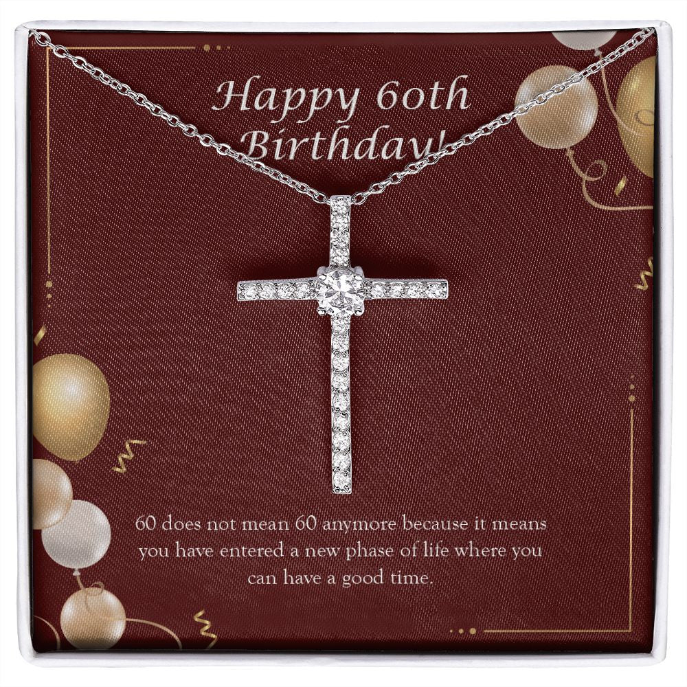 New Phase Of Life cz cross necklace front