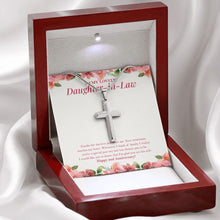 Load image into Gallery viewer, Glad You Are His Wife stainless steel cross premium led mahogany wood box
