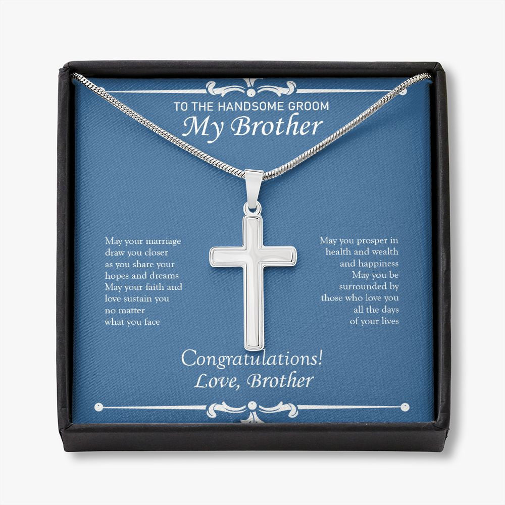 Prosper In Health stainless steel cross necklace front