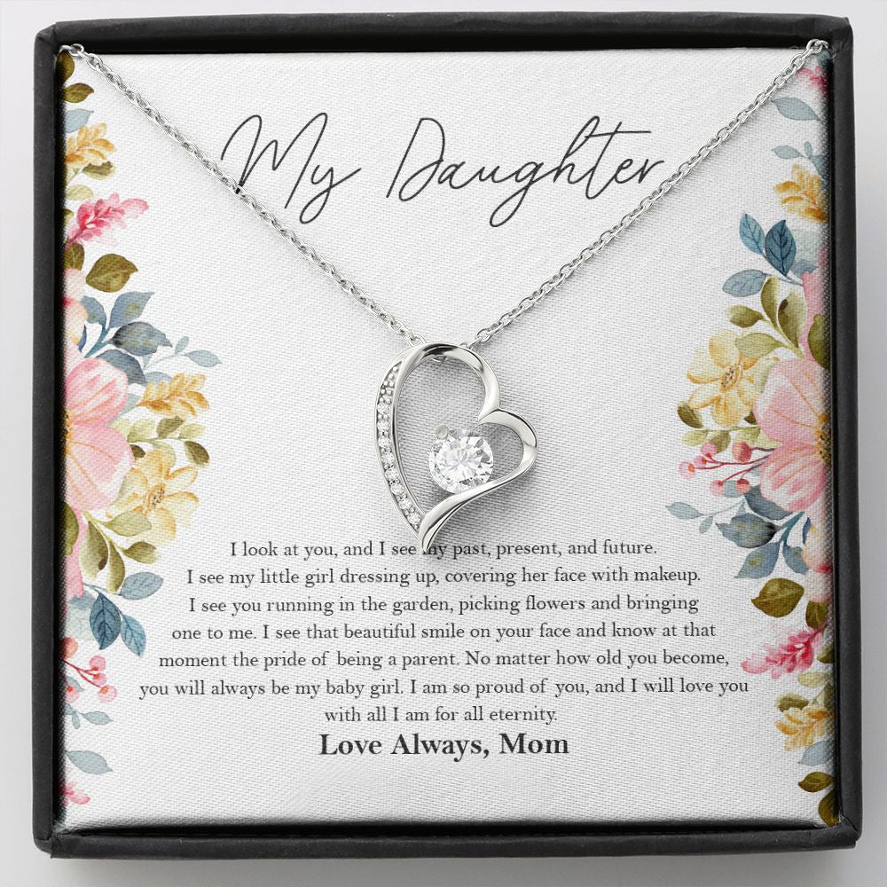 Pride of being a parent forever love silver necklace front