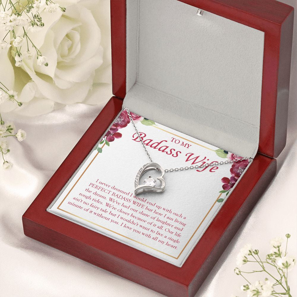 Living The Dream forever love silver necklace premium led mahogany wood box