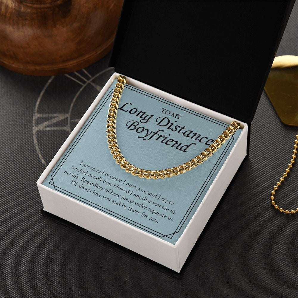 Always Be There For You cuban link chain gold box side view
