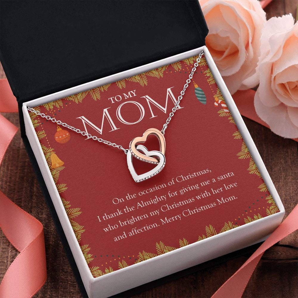A Santa Who Brightens My Day interlocking heart pendant pink flower