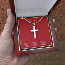 Load image into Gallery viewer, Such A Pleasant Person stainless steel cross luxury led box hand holding
