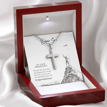Load image into Gallery viewer, You Rightfully Deserved stainless steel cross premium led mahogany wood box

