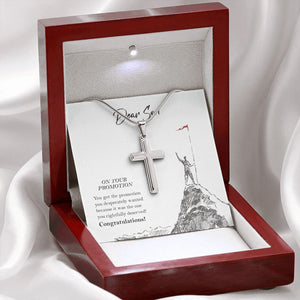 You Rightfully Deserved stainless steel cross premium led mahogany wood box