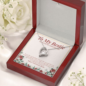 Our Friendship forever love silver necklace premium led mahogany wood box