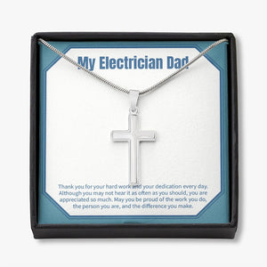 Be Proud Of Your Work stainless steel cross necklace front