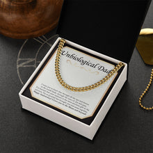 Load image into Gallery viewer, Tears Of Joy And Pain cuban link chain gold box side view
