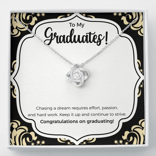 Continue To Strive love knot necklace front