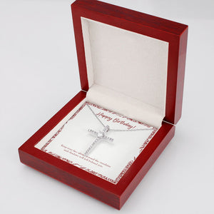 Shadows Will Fall Behind cz cross necklace luxury led box side view