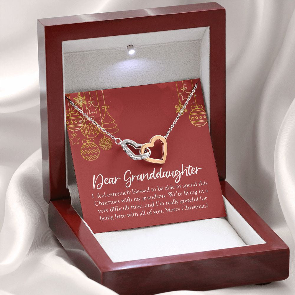 I Feel Extremely Blessed interlocking heart necklace premium led mahogany wood box