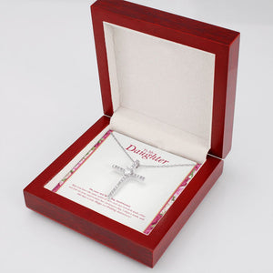 Care Towards Each Other cz cross necklace luxury led box side view