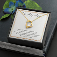 Load image into Gallery viewer, Strong Pillar Of Support forever love gold necklace front
