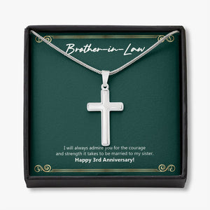 Admire For Your Courage stainless steel cross necklace front
