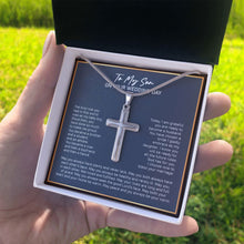 Load image into Gallery viewer, Bless Your Marriage stainless steel cross standard box on hand
