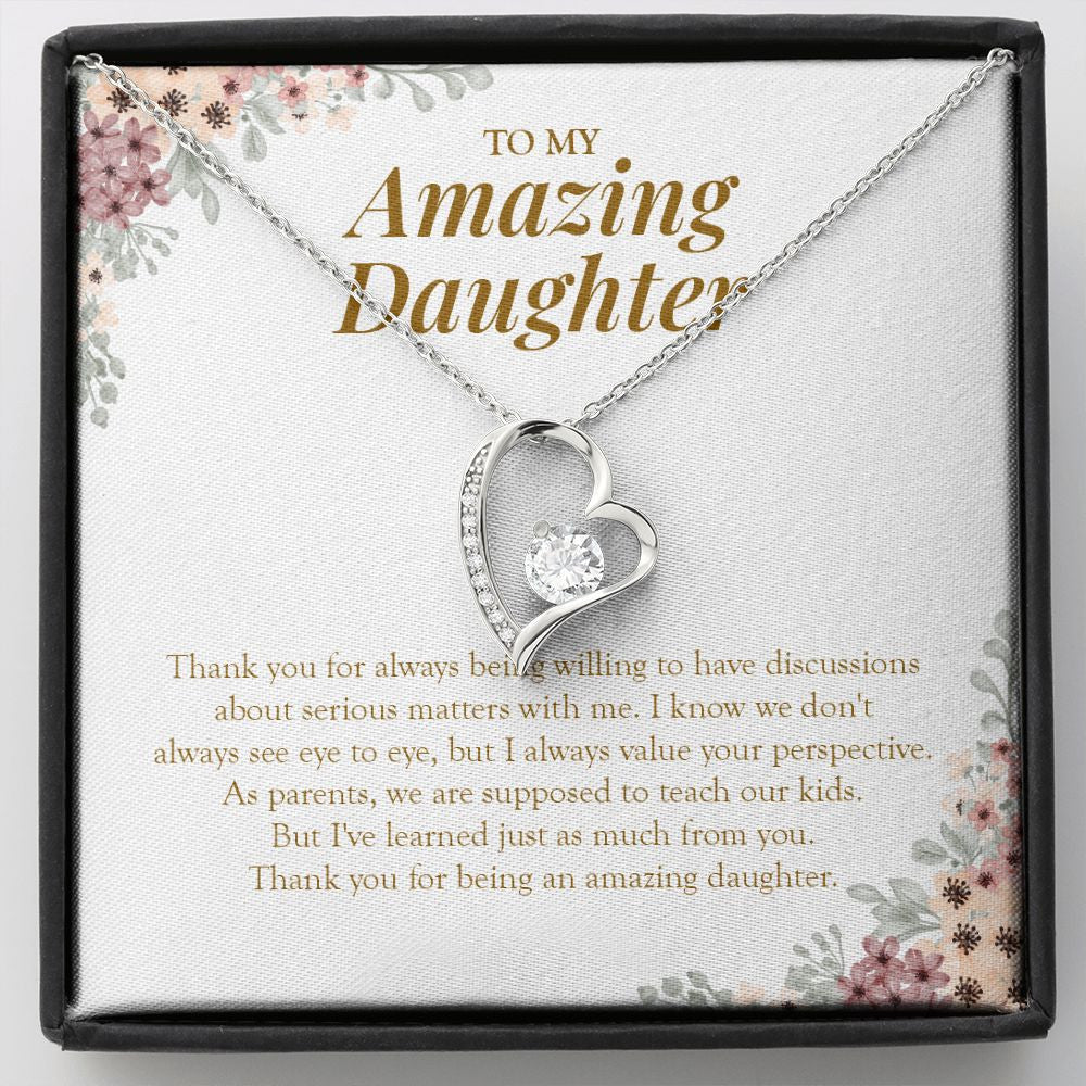 Always Willing To Listen forever love silver necklace front