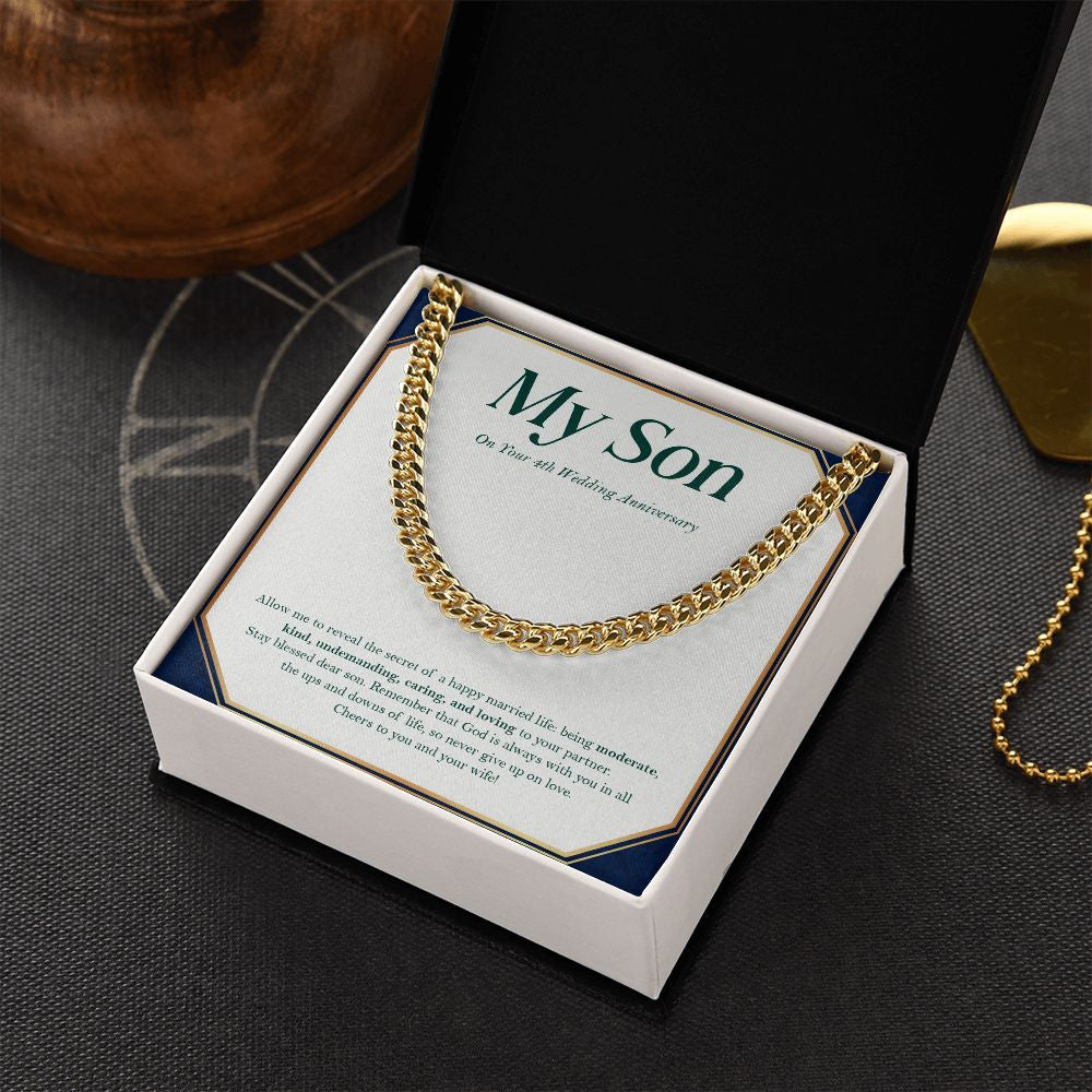 The Secret Of A Happy Married Life cuban link chain gold box side view