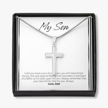 Load image into Gallery viewer, Heart Of A Father stainless steel cross necklace front

