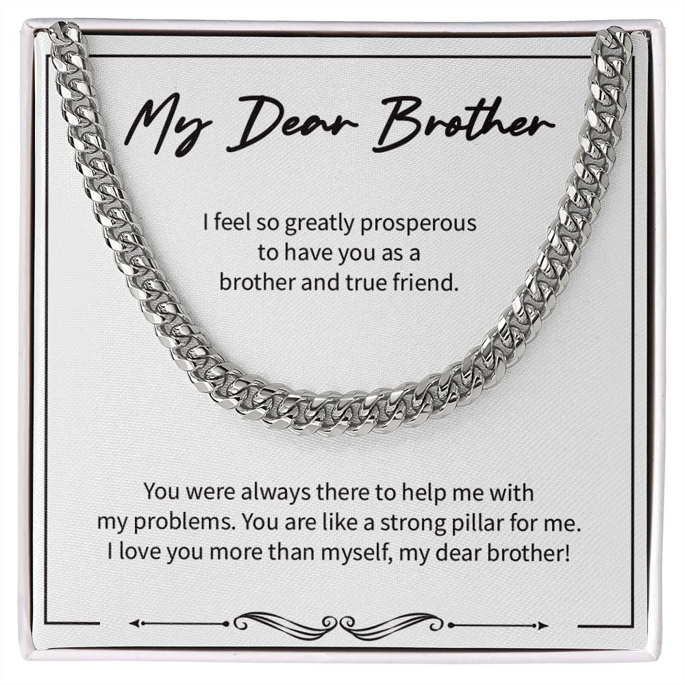 My Strong Pillar cuban link chain silver front