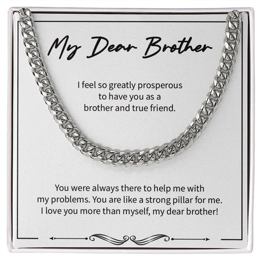 My Strong Pillar cuban link chain silver front