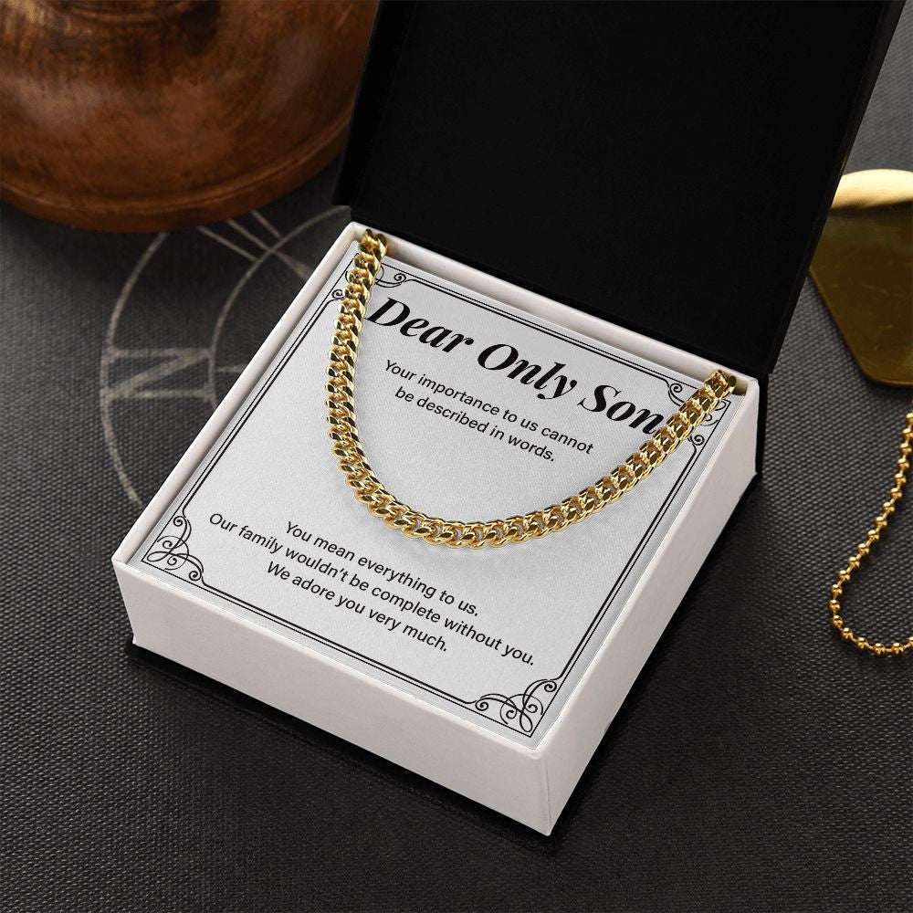Complete With You cuban link chain gold box side view